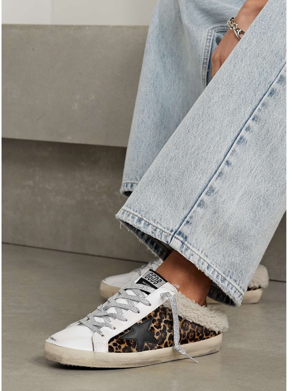 Golden Goose Superstar Sabot Shearling Leopard Calf Hair Sneakers EU 37 US 7 - Picture 1 of 15
